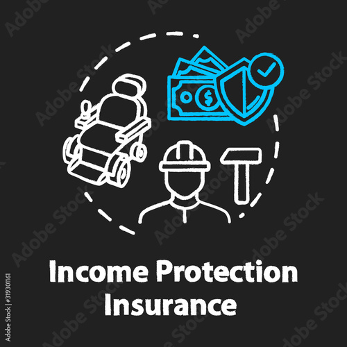 Income protection insurance chalk RGB color concept icon. Open deposit. Work accident coverage. Personal fund. Policyholder idea. Vector isolated chalkboard illustration on black background