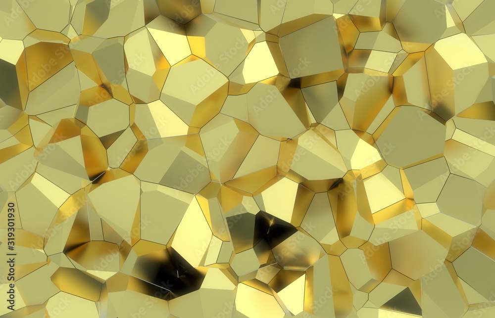 3d render, golden modern shattered wall texture, random clusters digital illustration, abstract geometric background. Wealth and Prosperity reach concept architecture 3d render, golden modern shattered wall texture, random clusters digital illustration, abstract geometric background. Wealth and Prosperity reach concept architecture