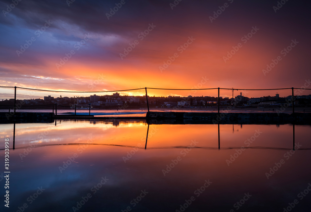 Swimming pool at sunset, Bondi Beach Australia