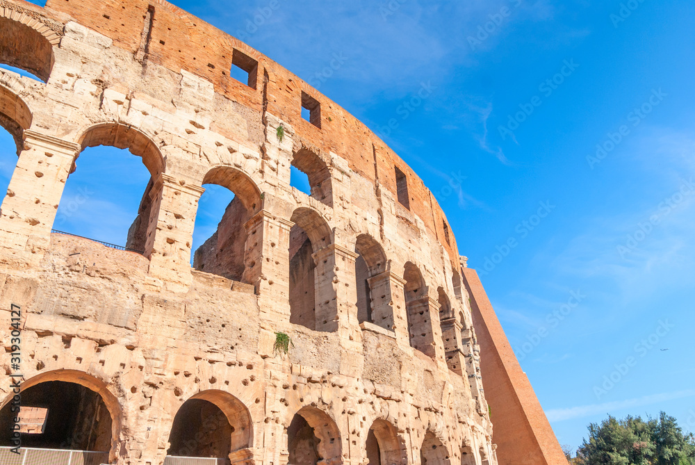 Ancient Roman Colosseum is one of the main tourist attractions in Europe.