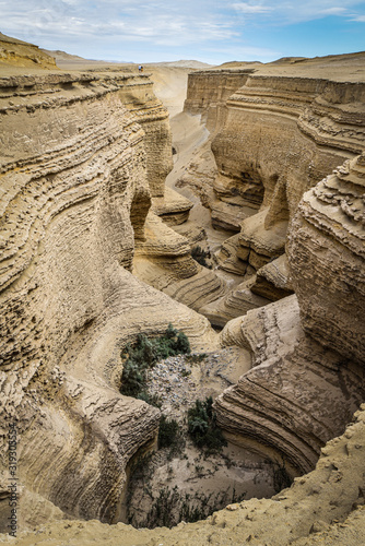 Looking down into the Canyon de los Perdidos, a stunning natural formation in the Nazca Desert, Peru. photo