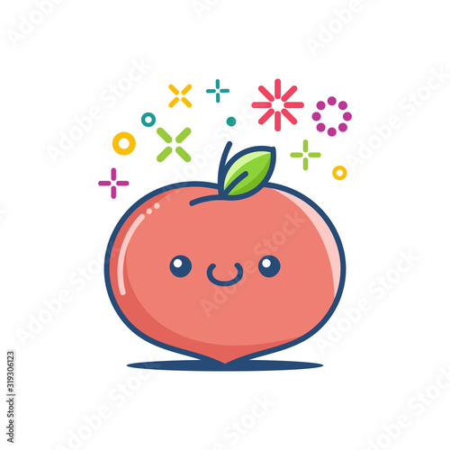 Peach kawaii emoticon cartoon illustration