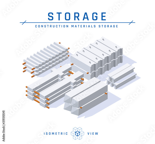 Concrete storage in isometric view, vector icon