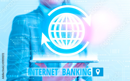 Conceptual hand writing showing Internet Banking. Concept meaning banking method which transactions conducted electronically