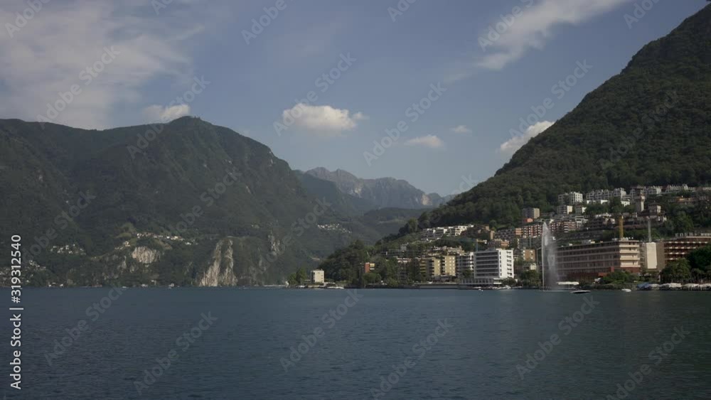 Views of the lake Lugano and mountain Bre of Lugano city in Switzerland Views of the lake Lugano and mountain Bre of Lugano city in Switzerland