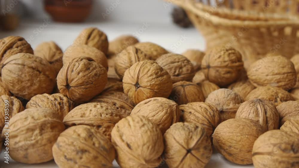 Walnuts On The White Table Panning