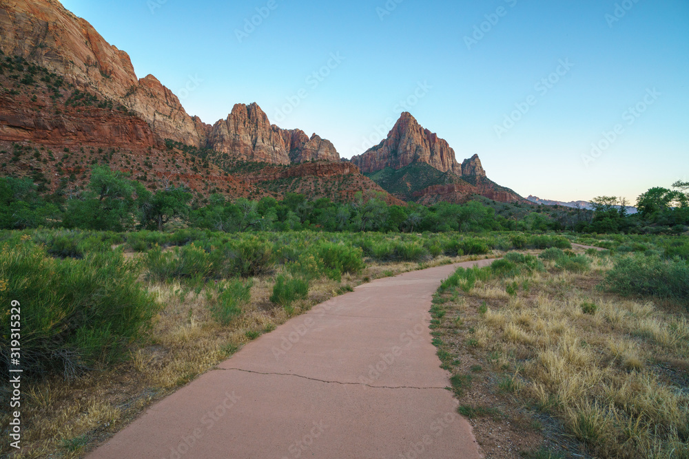 the watchman from parus trail in zion national park, usa