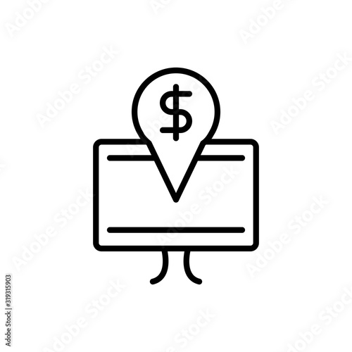 computer pointer money bank business cash line design