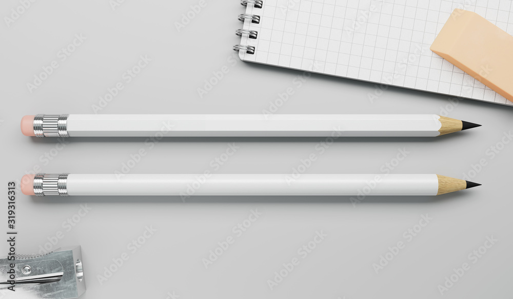 3d render illustration of pencil mockups on grey background 3d render illustration of pencil mockups on grey background