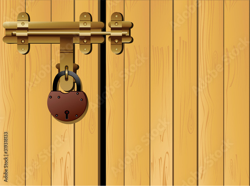 Doors locked with traditional padlock 