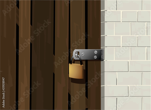Doors locked with traditional padlock 