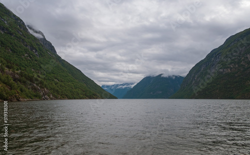 Hellesylt, small village in Norway located close to Geiranger Fjord. July 2019 © Сергій Вовк
