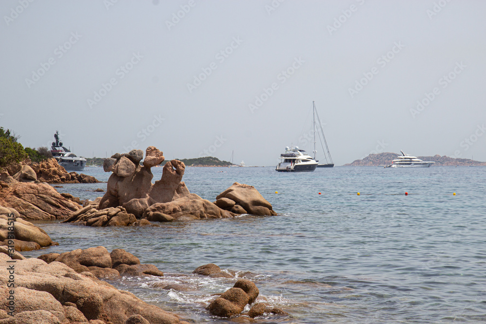 stones on Liscia Ruja beach on Sardinia