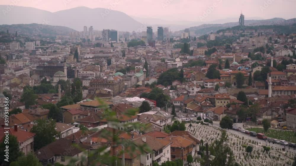 Sarajevo view from on of the most popular spot in Sarajevo yellow port (zuta tabija). Sarajevo is capital city of Bosnia and Hercegovina and popular traveling destination for the tourists. Sarajevo view from on of the most popular spot in Sarajevo yellow port (zuta tabija). Sarajevo is capital city of Bosnia and Hercegovina and popular traveling destination for the tourists.