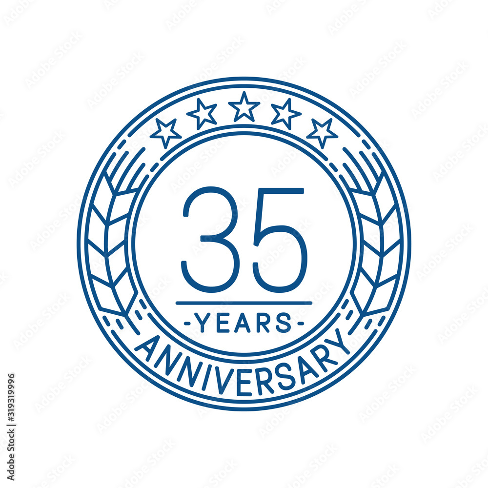 35 years anniversary celebration logo template. Line art vector and illustration.