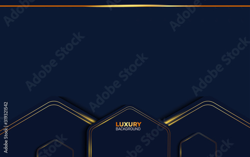 Dark abstract background with Gold overlap layers Premium Vector