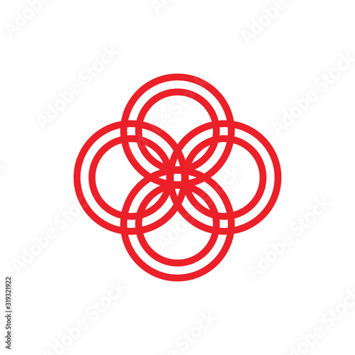 Red Flower logo design vector