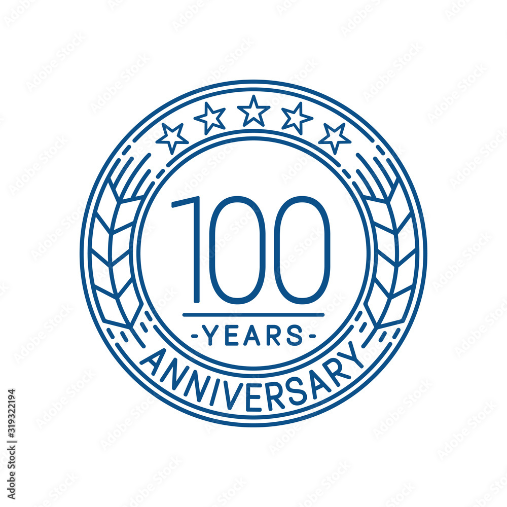 100 years anniversary celebration logo template. Line art vector and illustration.
