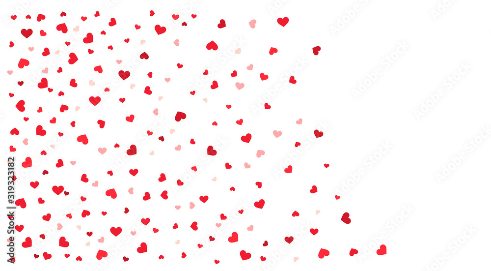 Red hearts confetti background.