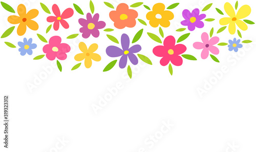 Colorful flowers border background.