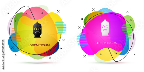 Color Balaclava icon isolated on white background. A piece of clothing for winter sports or a mask for a criminal or a thief. Abstract banner with liquid shapes. Vector Illustration