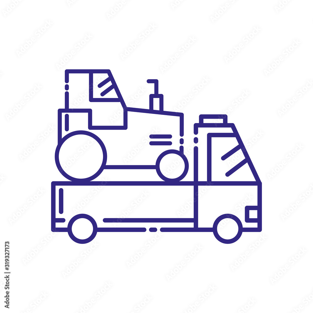 Isolated tractor over pickup car vehicle vector design