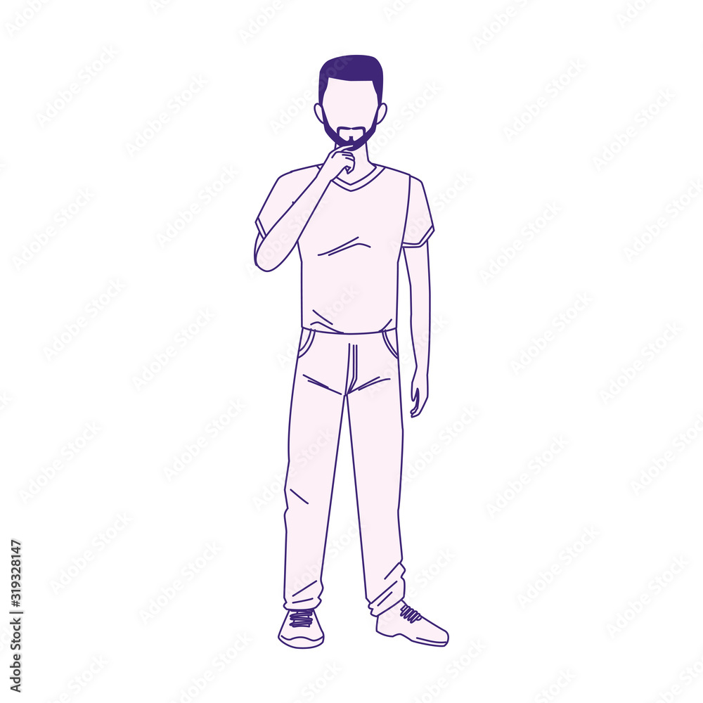 cartoon man with beard standing, flat design cartoon man with beard standing, flat design