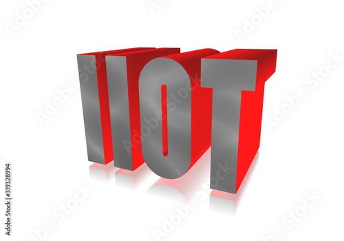 3D rendering red IIOT abbreviation -  Industrial Internet of Things concept letter design isolated on white background photo