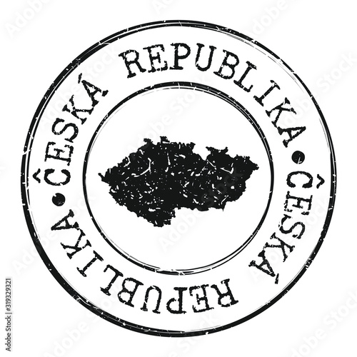 Czech Republic Stamp Silhouette Map. Postal Passport Stamp Round Vector Icon Design.