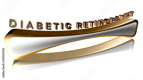 3D rendering diabetic retinopathy word - complication of diabetes concept letter design isolated on white background photo
