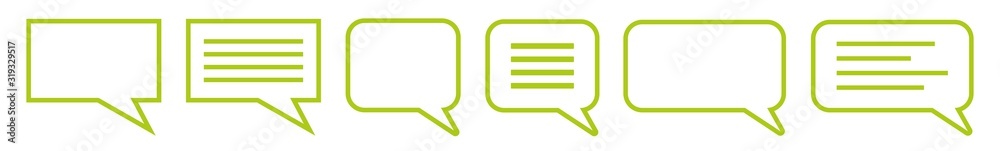 Speech Bubble Balloon Lines Icon green | Blank Shape Bubbles | Communication Symbol | Message Logo | Cartoon Sign | Isolated | Variations Speech Bubble Balloon Lines Icon green | Blank Shape Bubbles | Communication Symbol | Message Logo | Cartoon Sign | Isolated | Variations