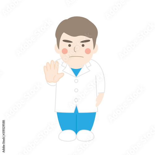 白衣男性キャラクターストップ