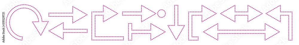 Arrow Icon Dotted Pink | Arrows | Infographic Illustration | Direction Symbol | Pointer Logo | Up Sign | Isolated | Variations - obrazy, fototapety, plakaty 