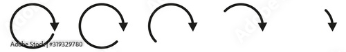 Arrow Icon Black | Circle Arrows | Infographic Illustration | Direction Symbol | Curved Loading Logo | Up Sign | Isolated | Variations