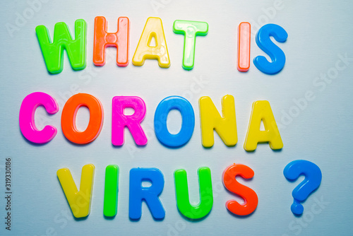 What is Coronavirus, the text is written in plastic letters in different colors.
