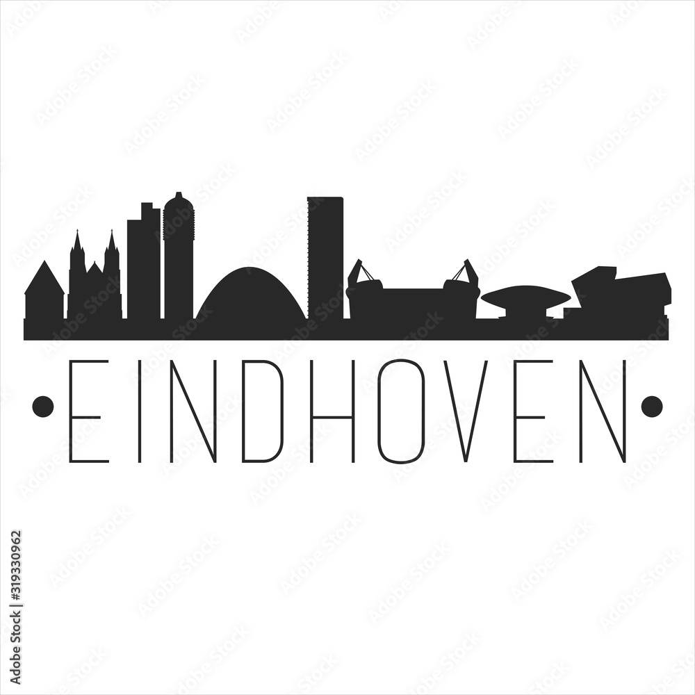 Eindhoven Netherlands. City Skyline. Silhouette City. Design Vector. Famous Monuments.