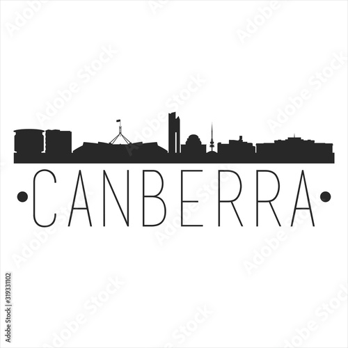 Canberra Australia Oceania Skyline Silhouette Design City Vector Art Famous Buildings