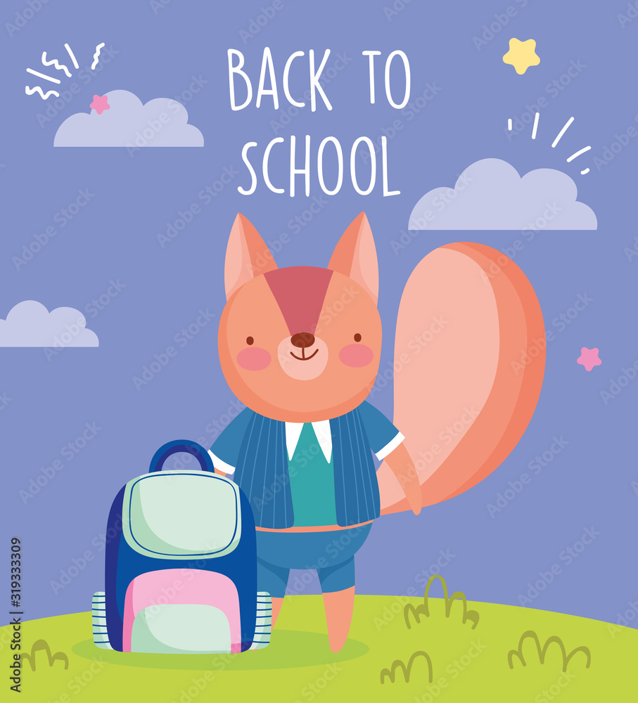back to school education cute squirrel with uniform and backpack back to school education cute squirrel with uniform and backpack