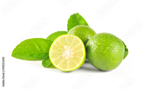 Fresh lime isolated on white background