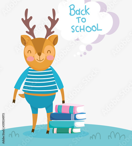 back to school deer with clothes and of books © Stockgiu