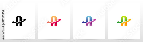 Swoosh Graphic On Letter Logo Design A