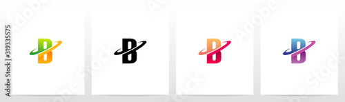Swoosh Graphic On Letter Logo Design B