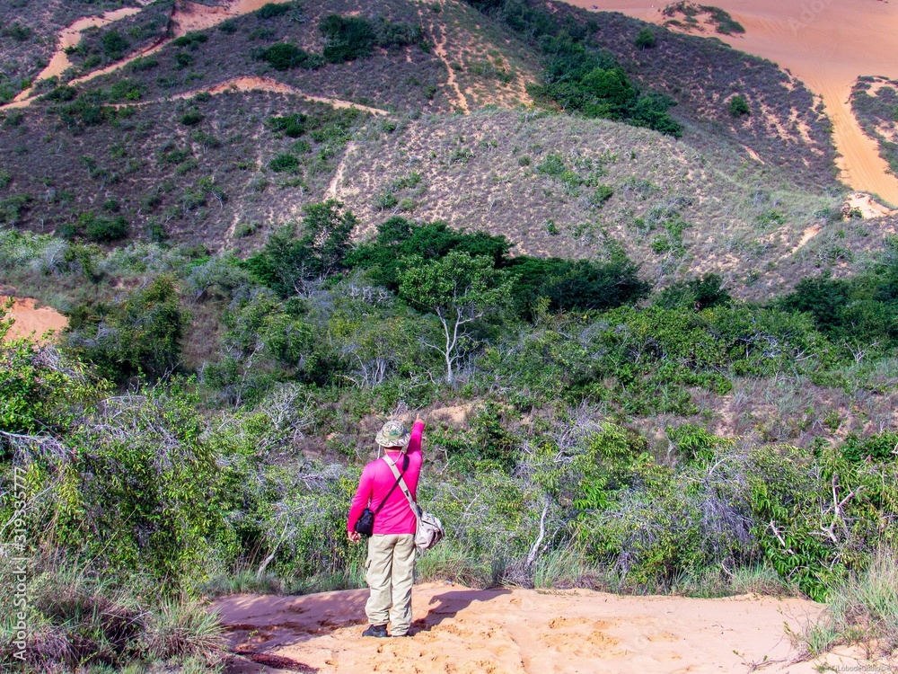 woman walking in the mountains