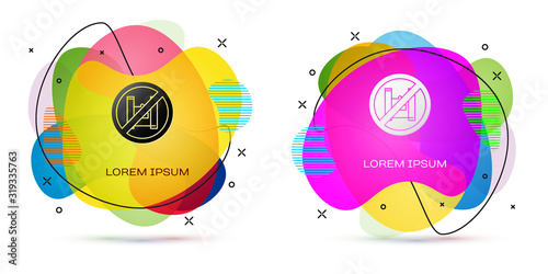 Color Say no to plastic bags poster icon isolated on white background. Disposable cellophane and polythene package prohibition sign. Abstract banner with liquid shapes. Vector Illustration