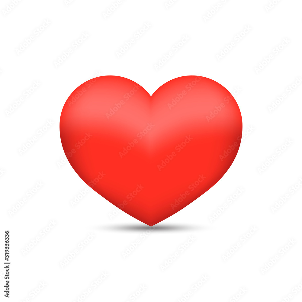 Vector 3d shiny love or heart isolated on white background. Perfect for Valentines Day or birthday greeting card design