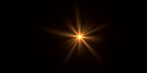 Overlay, flare light transition, effects sunlight, lens flare, light leaks. High-quality stock image of warm sun rays light effects, overlays or golden flare isolated on black background for design