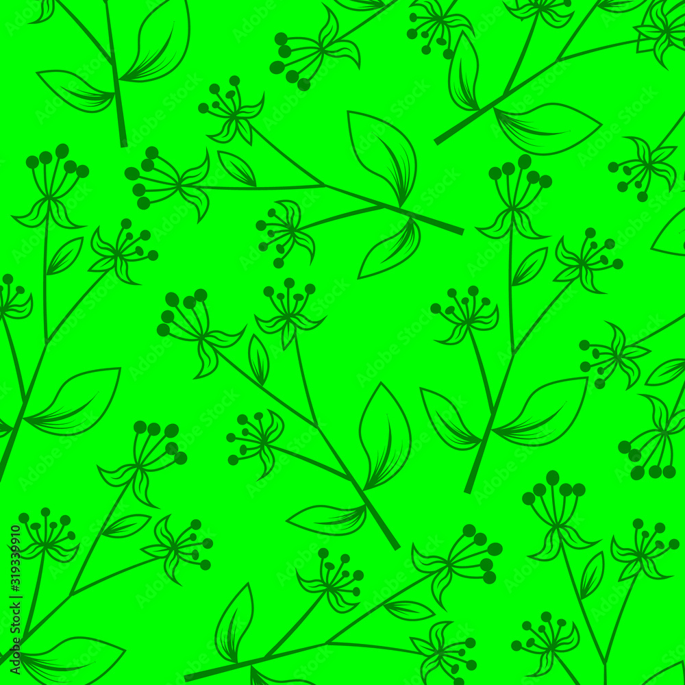 Tropical flower pattern on green background vector eps 10