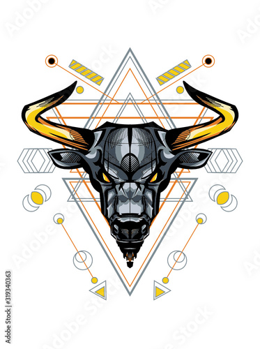 taurus zodiac symbol in saced geometry photo