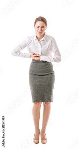 Young businesswoman sufferi...