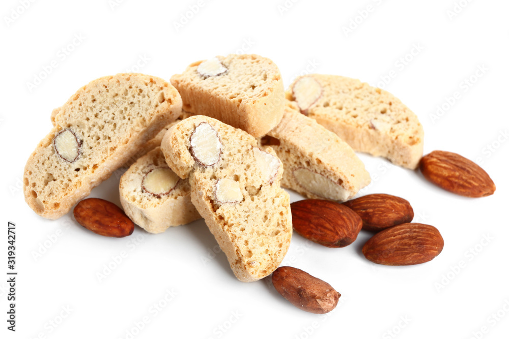 Sweet almond cookies on white background Sweet almond cookies on white background